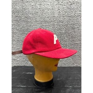 Palace Logo Embroidered Fleece PAL Strapback Hat Red Unisex Adults One Size